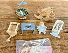 Vintage Dollhouse Furniture Baby Room Items Rocking Horse Bassinet Stool Wagon Baby Room Furniture price