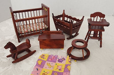 Dollhouse Wooden Furniture 6 pc. Nursery Baby Room Crib Highchair Walker Horse + Baby Room Furniture price