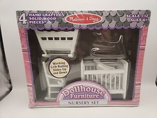 Melissa and Doug Dollhouse White Wood Nursery Furniture Baby Room Set #2585 Read Baby Room Furniture price