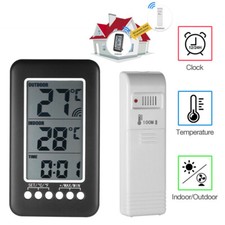 Digital Thermometer Clock Temperature Wireless Transmitter Meter Indoor/Outdoor Thermometer price