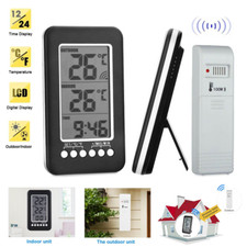 LCD Digital Thermometer Clock Indoor/Outdoor ℃/℉ Wireless Temperature Meter Thermometer price