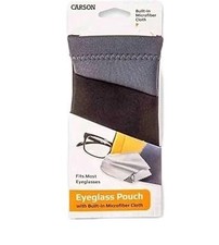 Carson Eyeglass Pouch Gray & Black Built-In Microfiber Cloth Fits Most Glasses Eyewear Accessory price