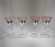 VTG Pickwick Cocktail Liquor, Glass Stemware, Libbey Gentleman Toasting Set Of 4 Liquor Glass price