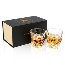 KANARS Whiskey Glass 2Pcs 10 Oz Twisted Liquor Tumblers for Scotch Bourbon Drink Liquor Glass price