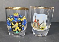 Set of 2 Gold Rim Shot Liquor GLASS ~ GERMANY: Coats of Arms / German States Liquor Glass price