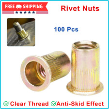 Rivet Nuts 100Pc 1/4"-20 UNC Carbon Steel Flat Head Knurled Body Threaded Insert Rivet price
