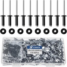 250pcs 1/8" x 3/8" Black Aluminum Pop Rivets with Stainless Steel Washers 3.2 x Rivet price