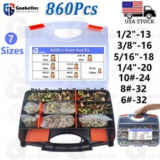 860Pcs Rivet Nut Kit UNC Rivnut Nutsert Assortment #6-32 #8-32 #10-24 1/4" 5/16" Rivet price