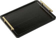 Wooden Serving Tray with Metal Handles, Black Decorative Coffee Table Tray Serving Tray price