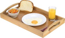 Serving Tray Bamboo - Wooden Tray with Handles Great for Dinner Trays, Tea Tray Serving Tray price