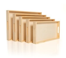 Wooden Nested Serving Trays - Set of 5 Unfinished Rectangle Trays with Handles Serving Tray price