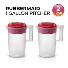 (2 Pack) Rubbermaid Simply Pour 1 Gallon Plastic Pitcher, Clear/Red Pitcher price