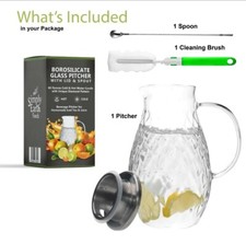 ✅68 Ounces Glass Pitcher With Lid Hot Cold Water Pitcher Carafe Jug With Handle Pitcher price