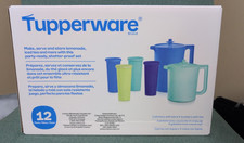 Tupperware Heritage 2 Pitcher & 4 Tumbler Set With Lids Blue Green Pitcher price