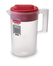 1 Gallon Clear & Red Plastic Pitcher, Easy Pour Design Pitcher price