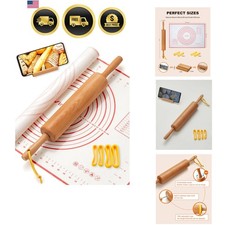 Classic Wood Rolling Pin, 17" Rolling Pins for Baking with Silicone Mat and A... Rolling Pin price