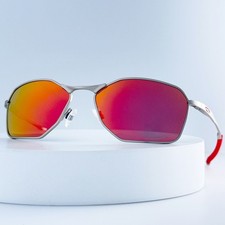 Oakley Savitar OO6047 Titanium Sunglasses Silver Frame Ruby Lens Red Temples Outdoor Glasses price