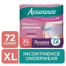 Assurance Women's Incontinence & Postpartum Underwear XL 72 Count Postpartum price