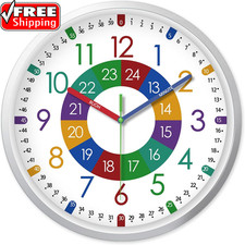 Learning Clock for Kids Silent Non Ticking Battery Operated Colorful Teaching Ti Decorative Clock price