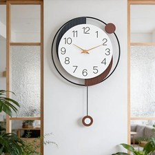 Wall Clock for Living Room Decor Decorative Wall Clock with Pendulum Silent Q... Decorative Clock price