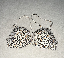 Shade & Shore Leopard Animal Print Underwire Padded Bikini Swim Top M DD Multi Swimsuit price