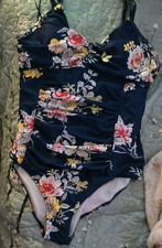 Women’s Black Floral One-Piece Swimsuit Size 14 Regular D Cup Spaghetti Strap Swimsuit price