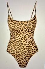 Women’s Leopard Print One-Piece Swimsuit Spaghetti Straps Brown/Black M B Swimsuit price