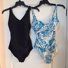 Speedo & Catalina Women’s One-Piece Swimsuit Lot 2 Black 10 Blue/White Floral M Swimsuit price