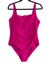 Women's Pink Solid One Piece Swimsuit XL Regular Lined Adjustable Wide Straps Swimsuit price