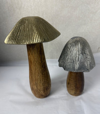 Anthropologie Toadstool Mushroom Decorative Object Gold, Brass, Solid Wood Decorative Object price