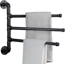 Bathroom Towel Rack, Black Metal Industrial Pipe Design Swivel 3 Bar Towel Rack Towel Rack price