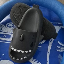 Shark Design Black Rubber Slide Slippers Unisex Kids Non-Slip Casual Shoes Unisex Children's Slippers & Sandals price