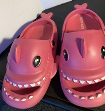 Shark Slippers Children’s Slide Sandals Kids/Youth Size US 3 4 Pink EUC Slip On Unisex Children's Slippers & Sandals price