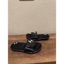 NEW Under Armour Black Boy Slides / Sandals with Adjustable Strap Size 12k Unisex Children's Slippers & Sandals price
