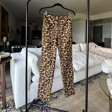 Vintage Sara Campbell Women’s Brown/Black Leopard Animal Print Pull-On Capris Women's Pants price