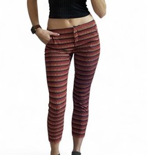 Halogen Women’s Petites Geometric Dress Pants Black Orange Red Flat Front Women's Pants price