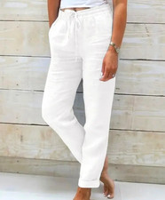 Women's Cotton Blend Pants High Waist Elastic Waist Casual Loose Trousers Women's Pants price
