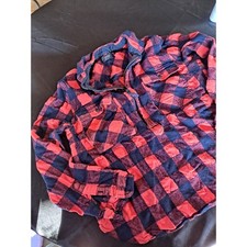 J, Crew orange black Buffalo Check Half Zip Flannel Popover Shirt Size: M Men's Overcoat price