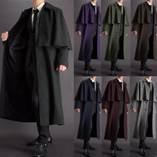 British Wool Blend Men's Long Overcoat with Cape Winter Warm Coat Outdoor Wear Men's Overcoat price