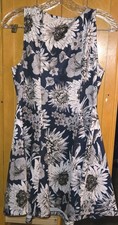 Women’s Blue/White Floral Sleeveless Round Neck Tank A-Line Short Dress L Women's Nightgown and Robe price