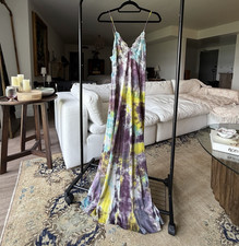 Women’s Tie-Dye Lace Trim V-Neck Sleeveless Maxi Gown Vintage Size M Women's Nightgown and Robe price