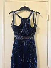 Midnight Blue Sequin Mesh Halter Long Gown Dress, Size 4, Style 1922 Women's Nightgown and Robe price