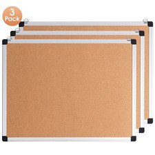 3 Pack 24" x 18" Wall Mounted Notice Board Cork Bulletin Board Stylish Aluminium Wall Board price