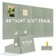 Bulletin Board, 48" x 24", 1/2" Thick Cork Board, 8 Pack Felt Wall Tiles, Sage Wall Board price
