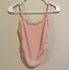 Women’s Soft Pink Ribbed adjustable Spaghetti Strap Camisole Size S Tunic price