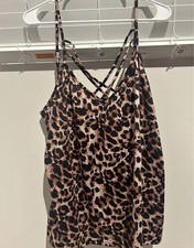 shein Women’s 2XL Leopard Animal Print Cami Tank Brown/Black V-Neck Sleeveless Tunic price