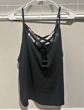 SheIn Women’s XL Black Solid Camisole Tank Top Spaghetti Strap Strappy Back Tunic price