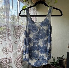 Mudd Women's Blue Floral Daisy Poly Chiffon Tank Sz XS Tunic price