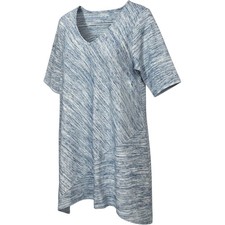 J.Jill Womens Blue Space Dye V-Neck Tunic Short Sleeve Asymmetrical Top Small Tunic price