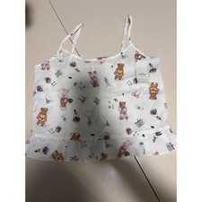 Hollister Teddy Bear Print Seersucker Cami Top Ruffle Hem White XXS NWT Tunic price